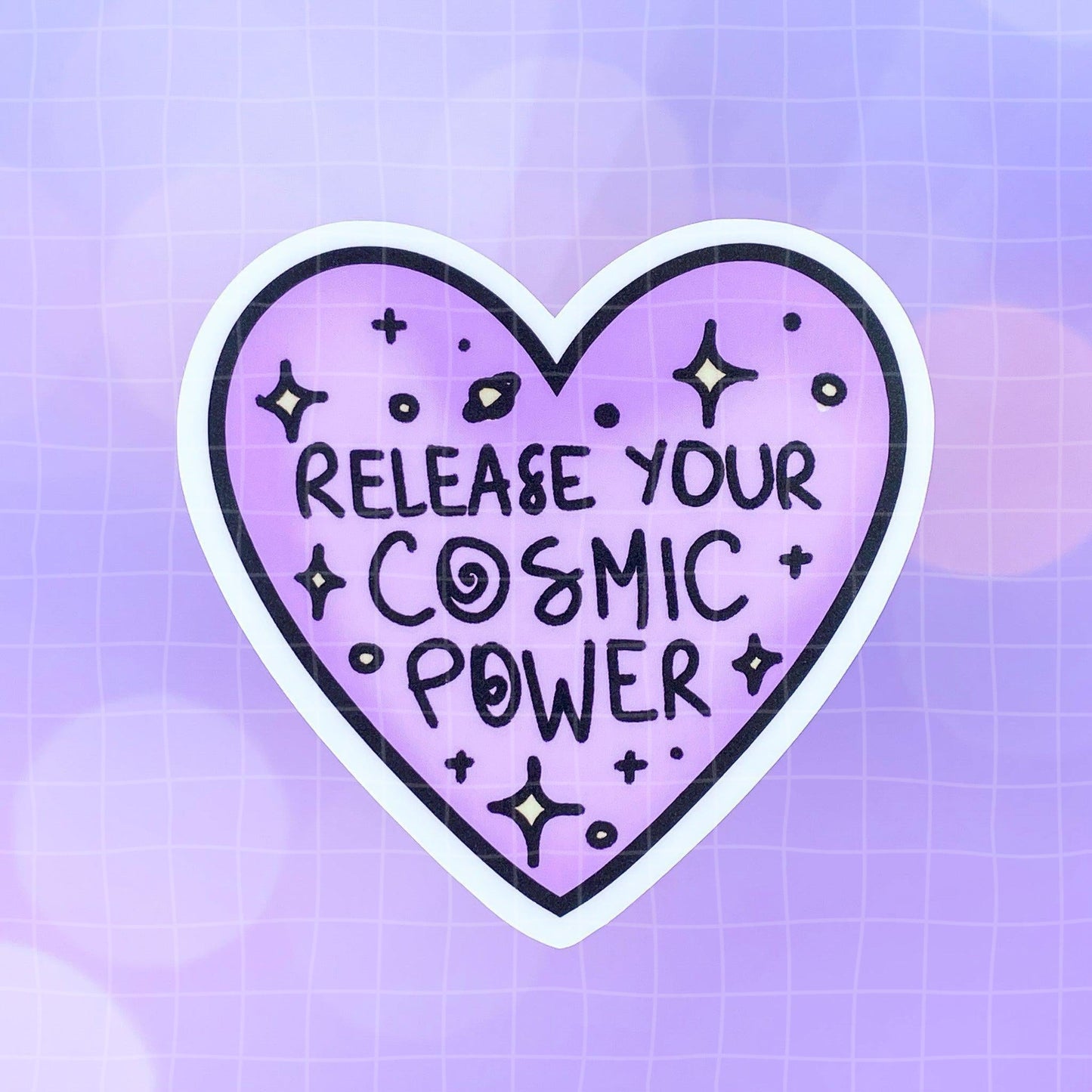 Black Amethyst Release Your Cosmic Power Heart Vinyl Sticker 