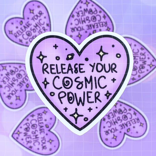 Black Amethyst Release Your Cosmic Power Heart Vinyl Sticker 