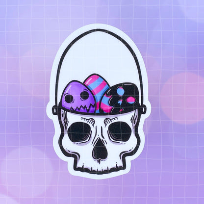 Black Amethyst Skull Egg Easter Basket Vinyl Sticker 