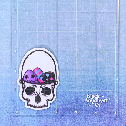 Black Amethyst Skull Egg Easter Basket Vinyl Sticker 