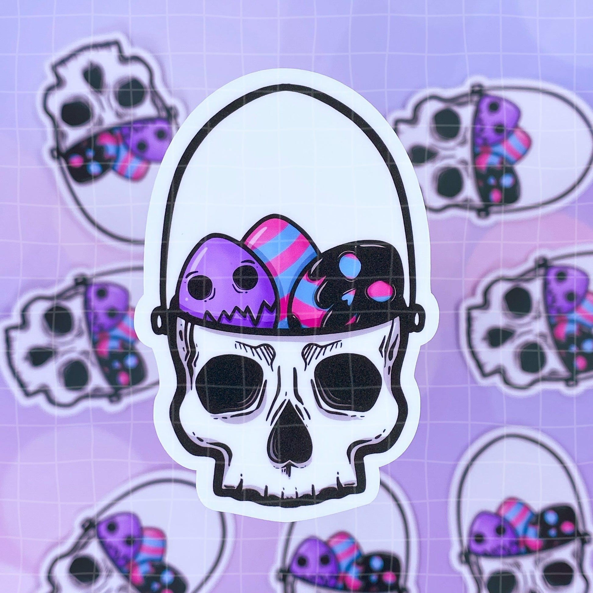 Black Amethyst Skull Egg Easter Basket Vinyl Sticker 