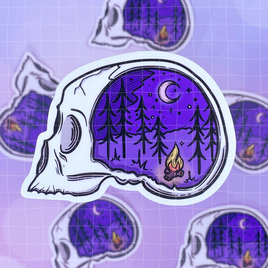 Black Amethyst Skull Forest Camping Vinyl Sticker 