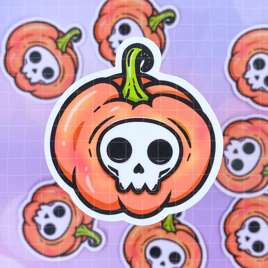 Black Amethyst Skull Pumpkin Vinyl Sticker 