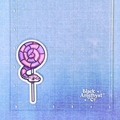 Black Amethyst Snake Lollipop Vinyl Sticker 