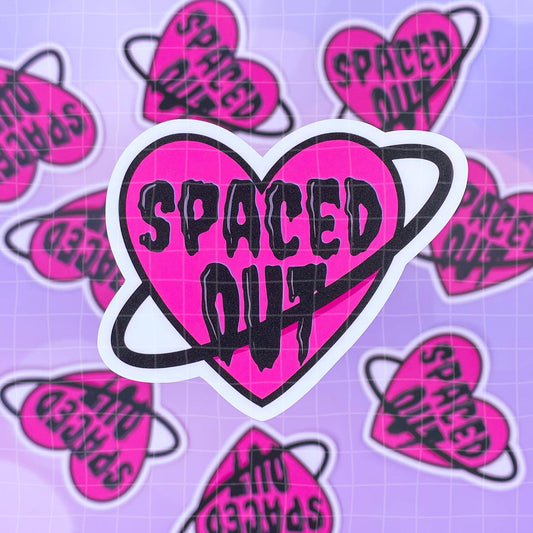 Black Amethyst Spaced Out Heart Vinyl Sticker 