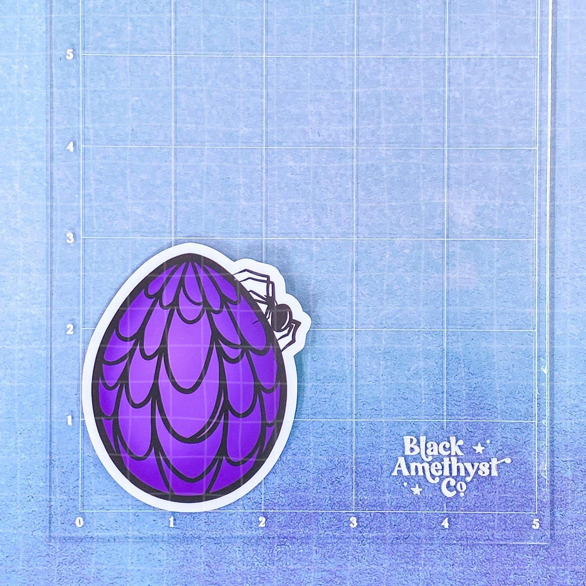 Black Amethyst Spiderweb Egg Vinyl Sticker 