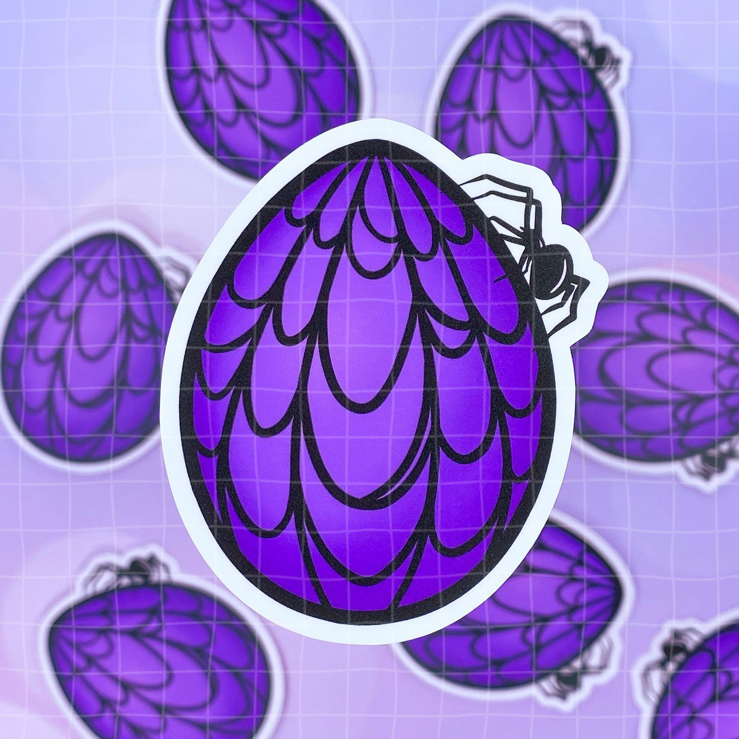 Black Amethyst Spiderweb Egg Vinyl Sticker 