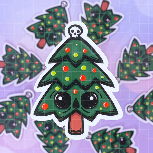 Black Amethyst Spooky Christmas Tree Vinyl Sticker 