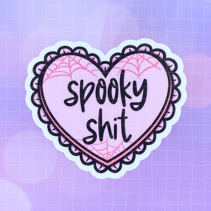 Black Amethyst Spooky Shit Heart Vinyl Sticker 