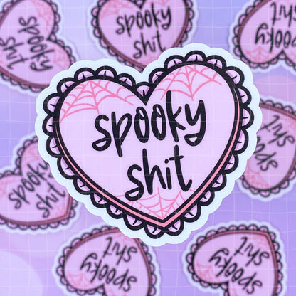 Black Amethyst Spooky Shit Heart Vinyl Sticker 