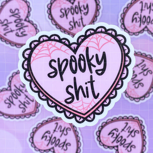 Black Amethyst Spooky Shit Heart Vinyl Sticker 