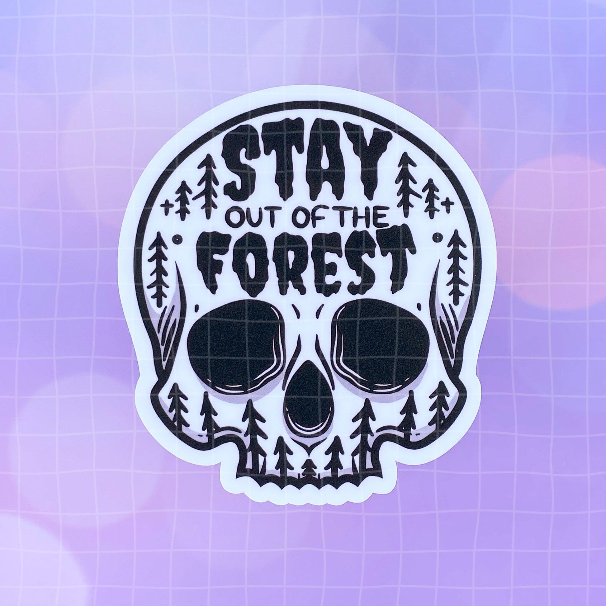 Black Amethyst Stay Out of the Forest Skull Vinyl Sticker 