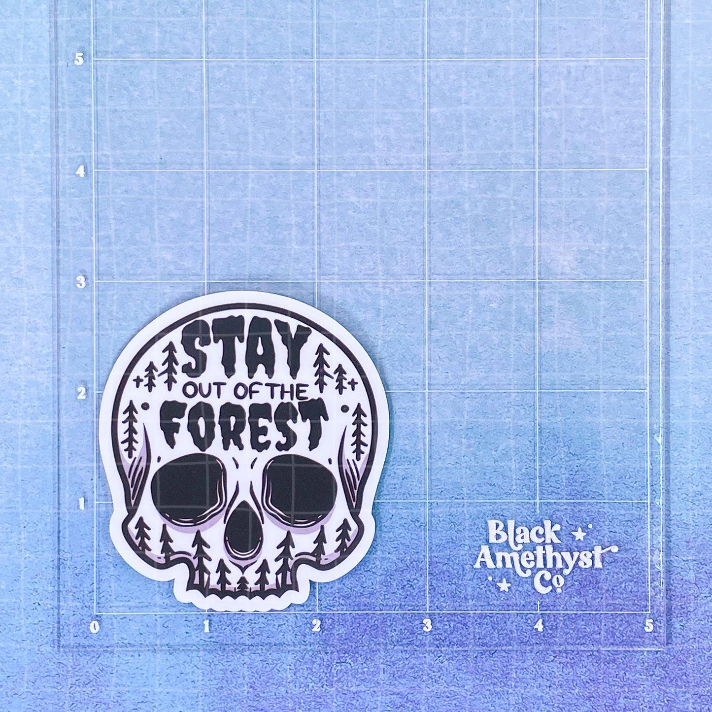 Black Amethyst Stay Out of the Forest Skull Vinyl Sticker 