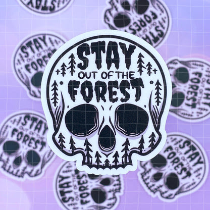 Black Amethyst Stay Out of the Forest Skull Vinyl Sticker 