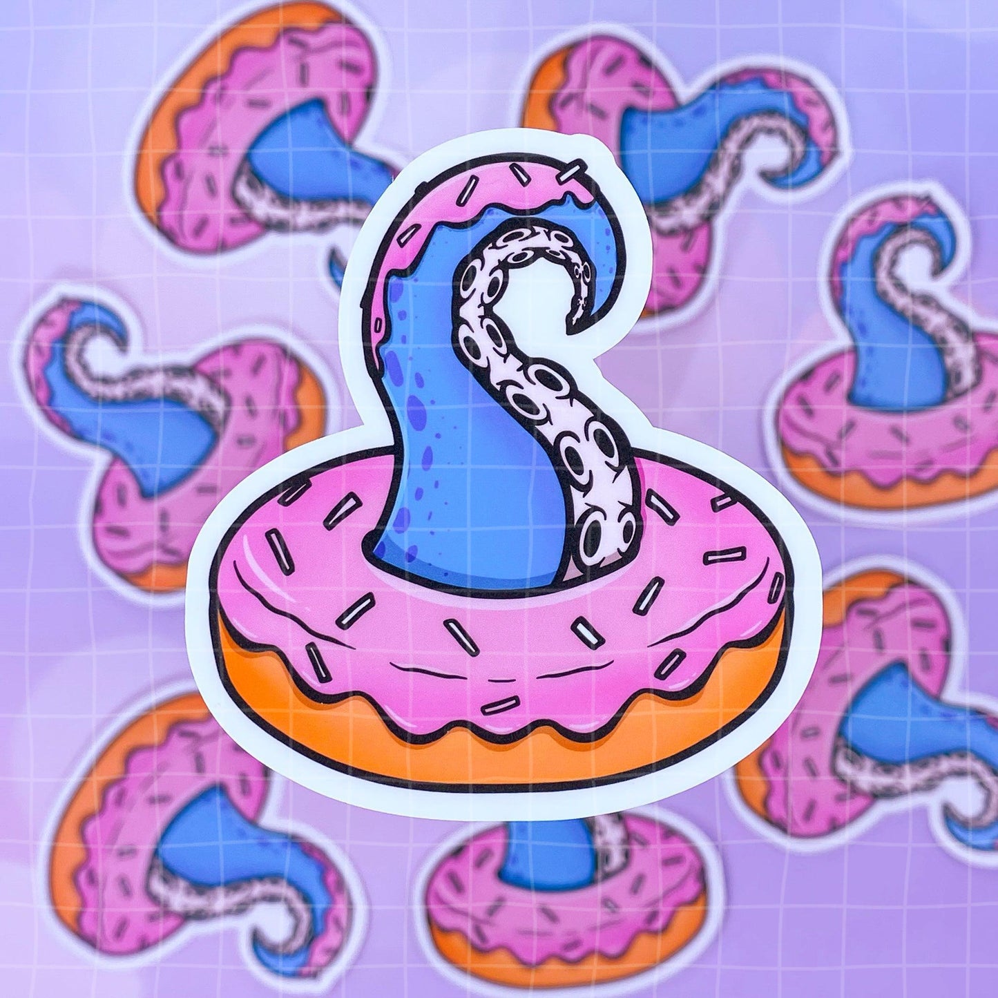 Black Amethyst Tentacle Donut Vinyl Sticker 