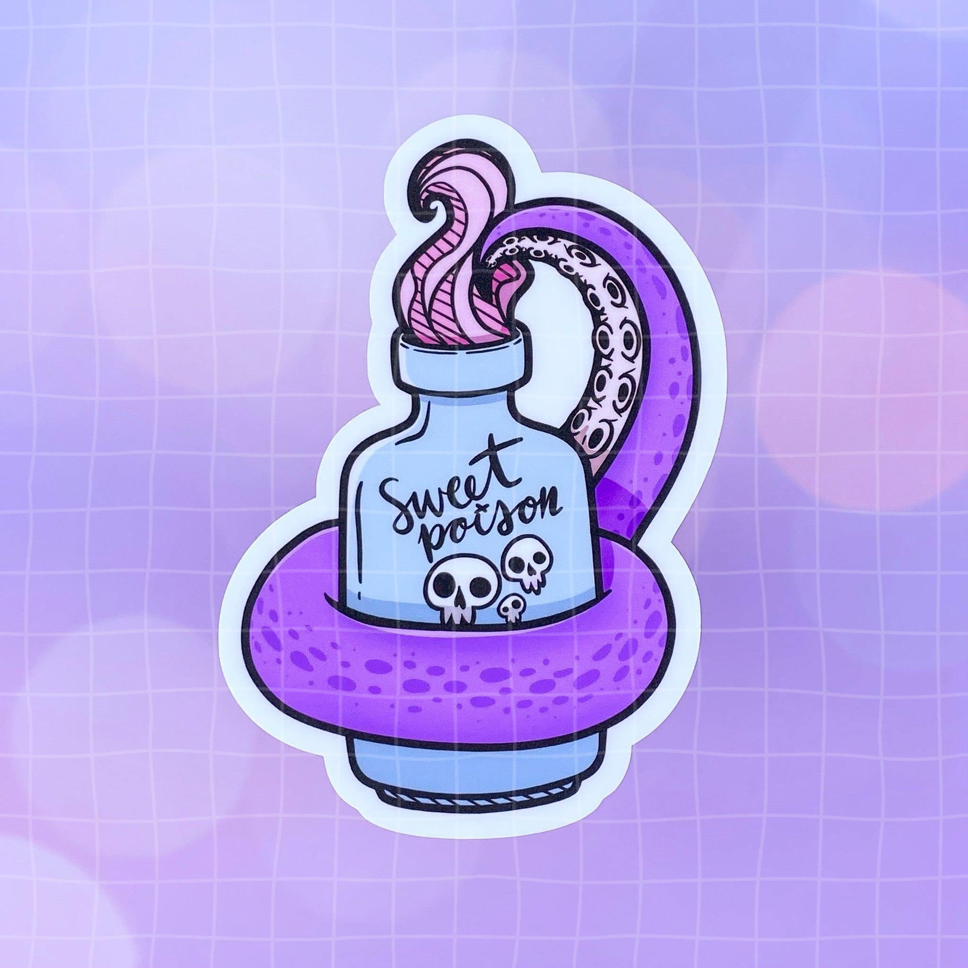 Black Amethyst Tentacle Poison Bottle Vinyl Sticker 