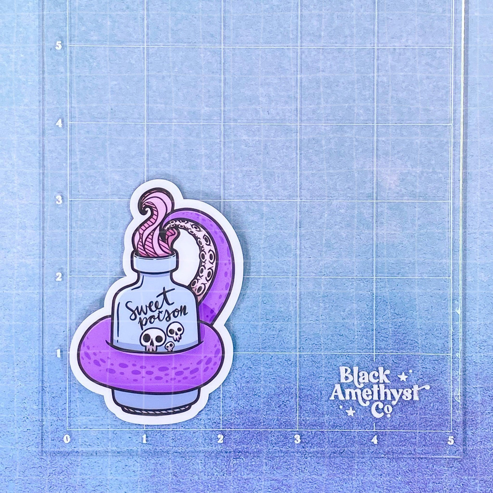 Black Amethyst Tentacle Poison Bottle Vinyl Sticker 