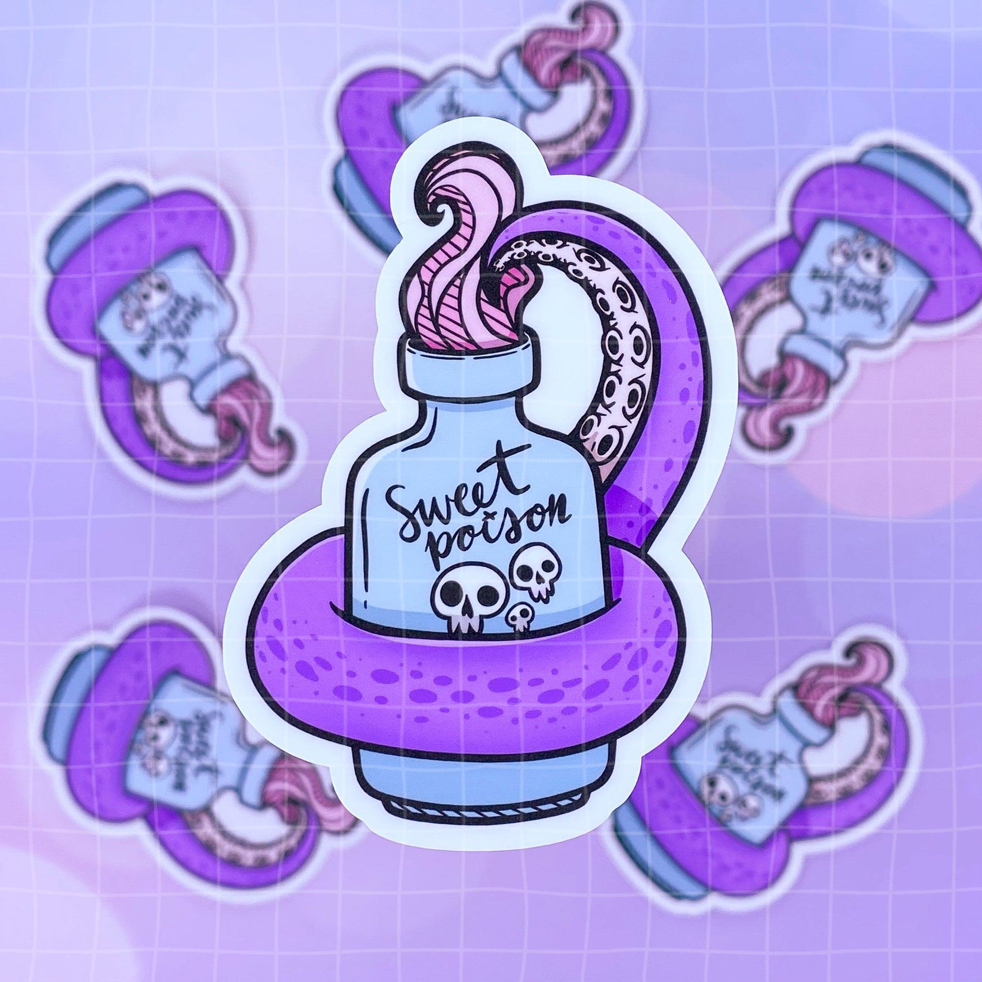 Black Amethyst Tentacle Poison Bottle Vinyl Sticker 