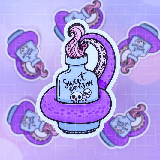 Black Amethyst Tentacle Poison Bottle Vinyl Sticker 