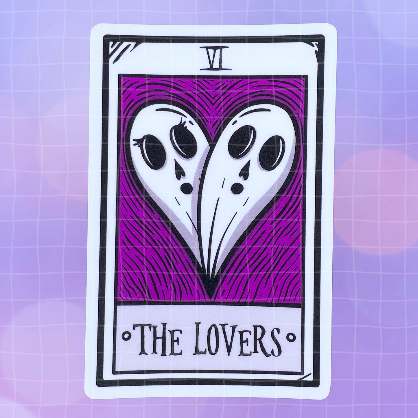 Black Amethyst The Lovers Ghost Tarot Card Vinyl Sticker 