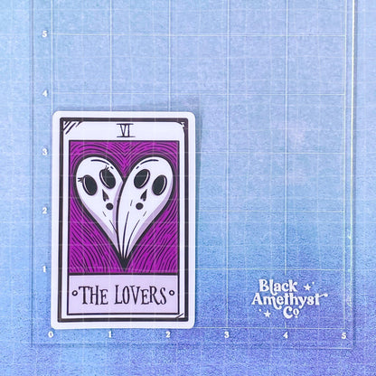 Black Amethyst The Lovers Ghost Tarot Card Vinyl Sticker 