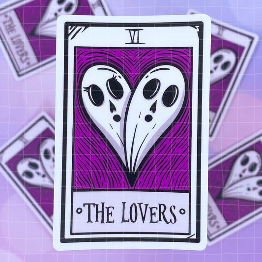 Black Amethyst The Lovers Ghost Tarot Card Vinyl Sticker 