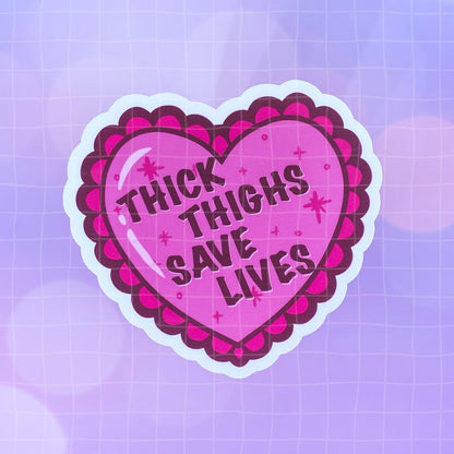 Black Amethyst Thick Thighs Save Lives Heart Vinyl Sticker 