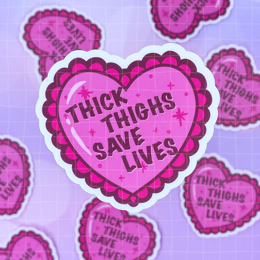 Black Amethyst Thick Thighs Save Lives Heart Vinyl Sticker 