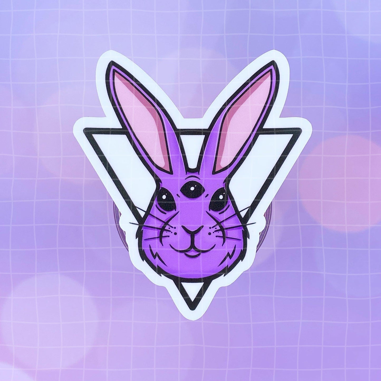 Black Amethyst Three Eyed Bunny Vinyl Sticker 