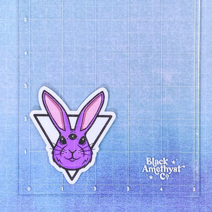 Black Amethyst Three Eyed Bunny Vinyl Sticker 