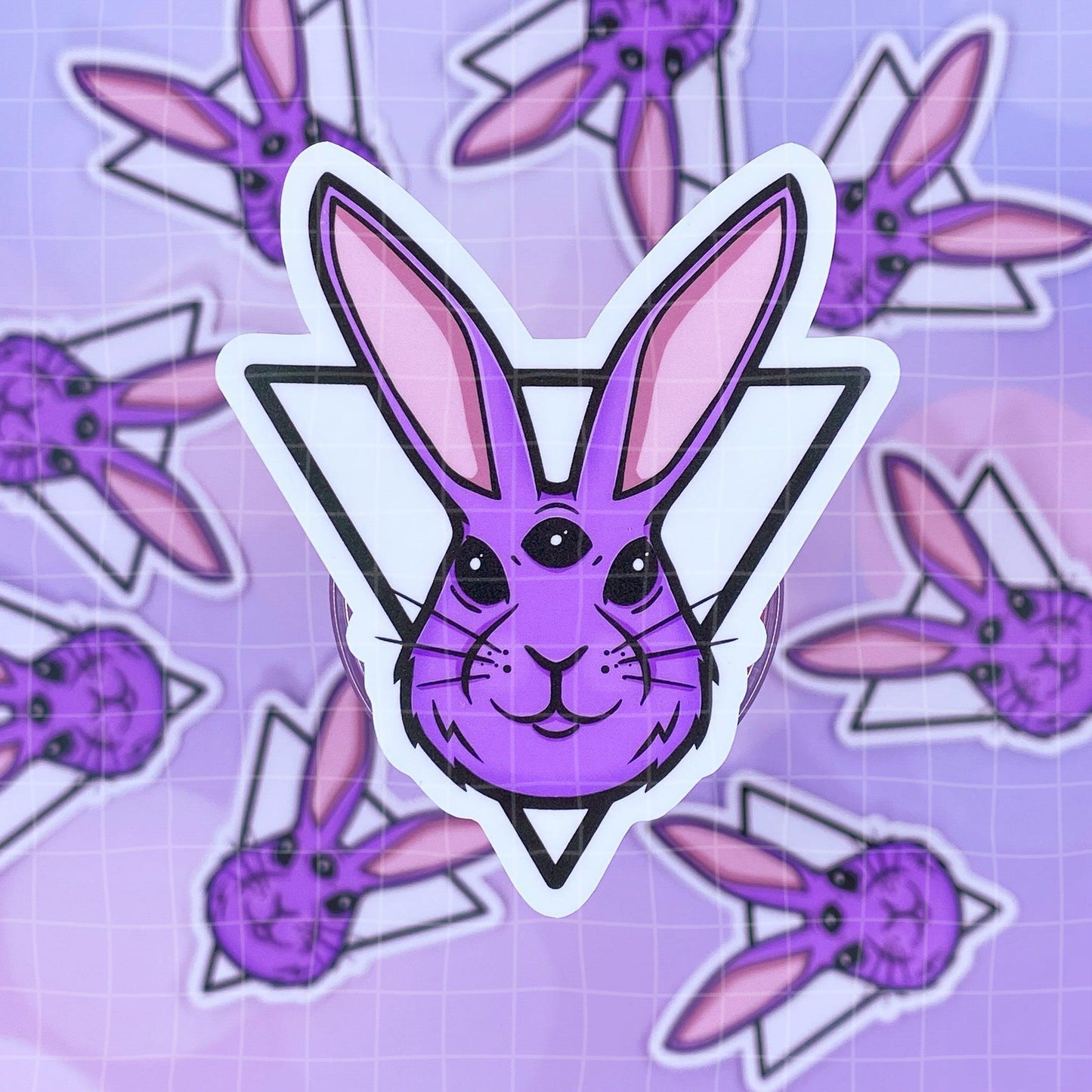 Black Amethyst Three Eyed Bunny Vinyl Sticker 