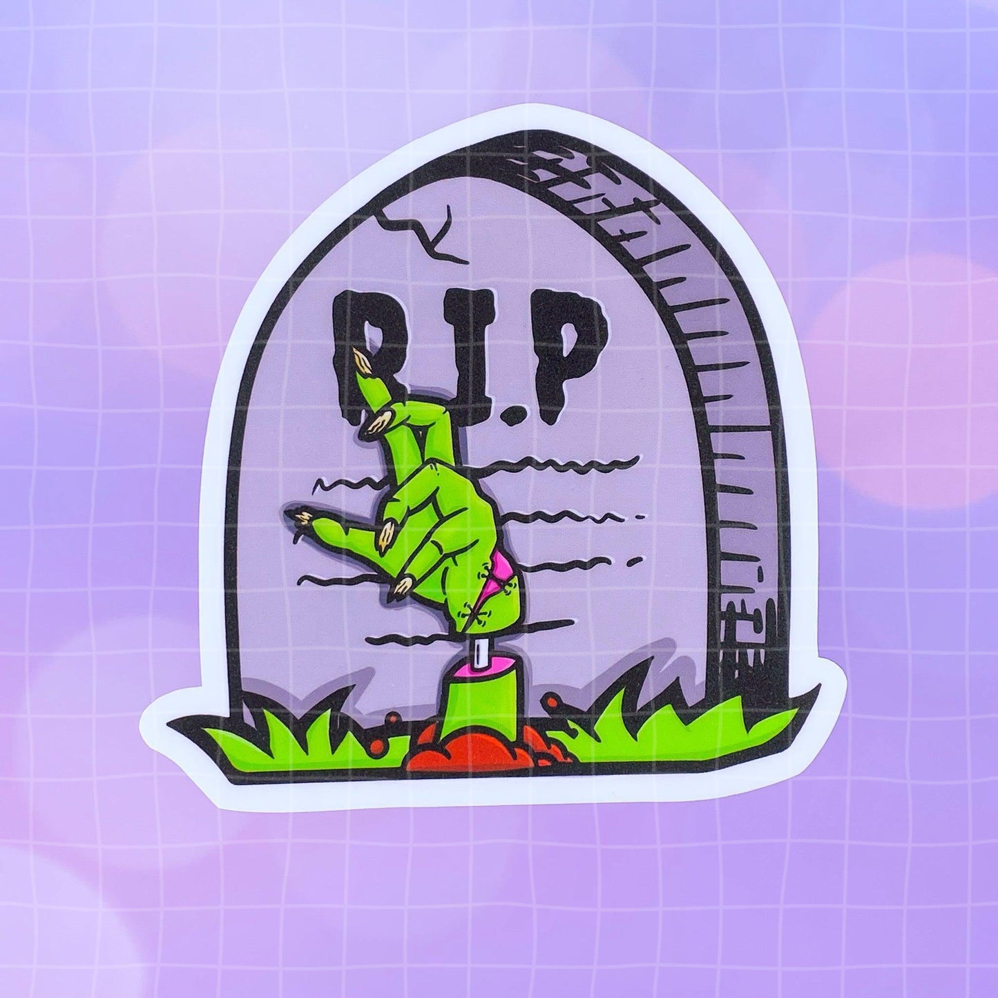 Black Amethyst Zombie Gravestone Vinyl Sticker 