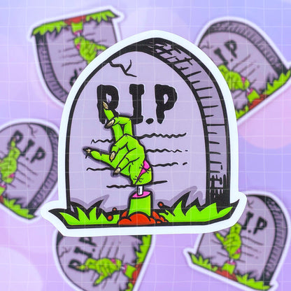 Black Amethyst Zombie Gravestone Vinyl Sticker 