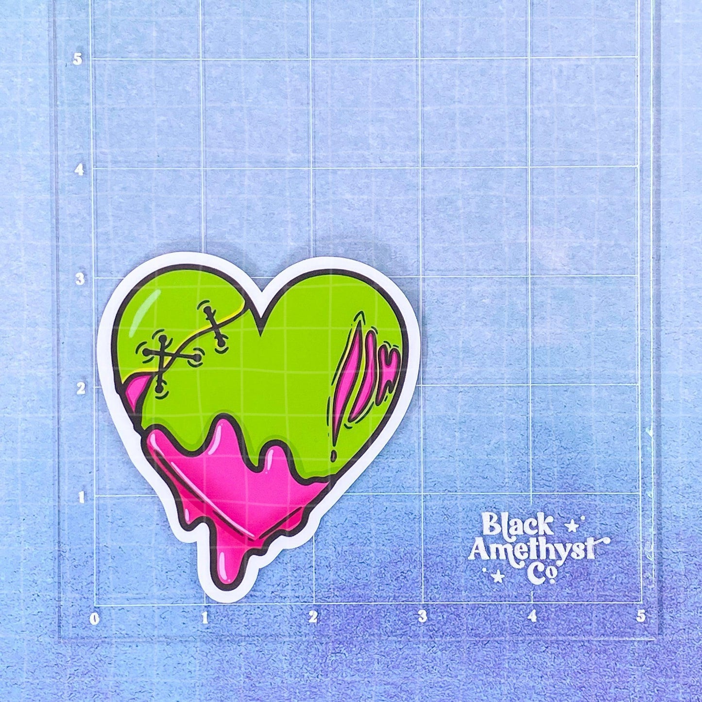 Black Amethyst Zombie Heart Vinyl Sticker 