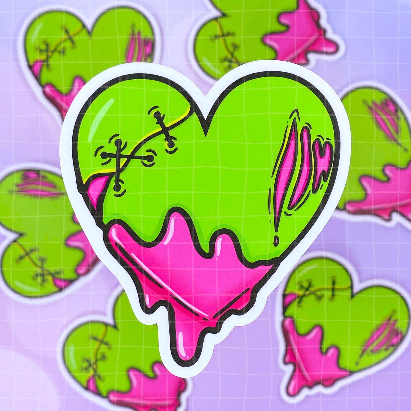 Black Amethyst Zombie Heart Vinyl Sticker 